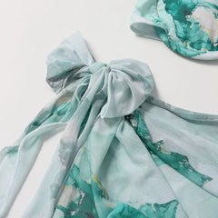 Green Print Push Up Swimsuits Push Up Bikinis Set
