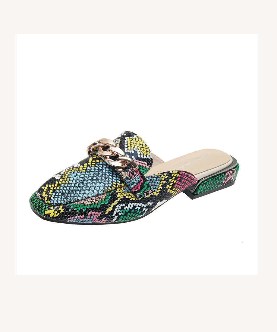 Green Serpentine Splicing Chain Plus Size Slide Sandals