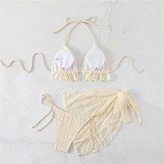 Halter String Triangle 3 Piece Bikini Set