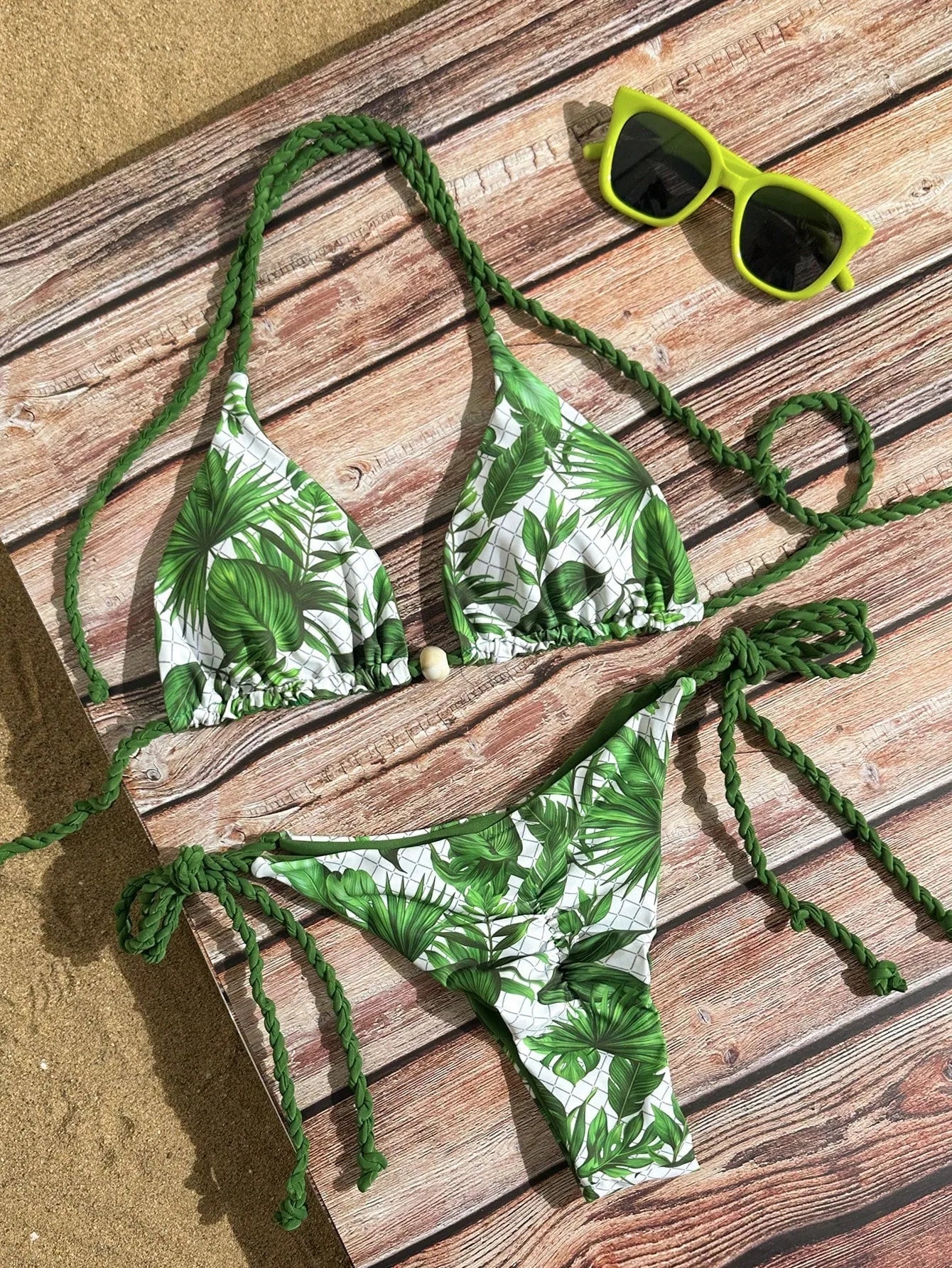 Leaves Print Bikinis Set
