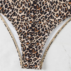 Leopard Print Swimwear Bandeau Bikinis Sets