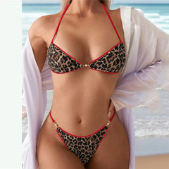 Leopard Print Thong Micro Bikini Set