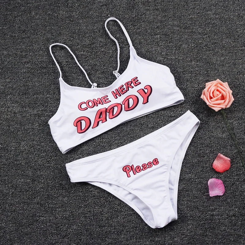 Letter printed bikini Set