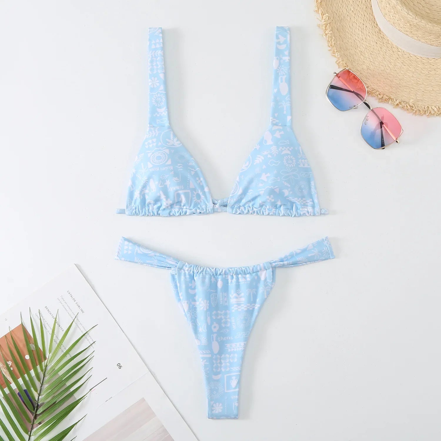 Lovely Flower Print Bikini Set