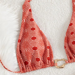 Metal Ring Halter Micro Thong Bikinis Sets