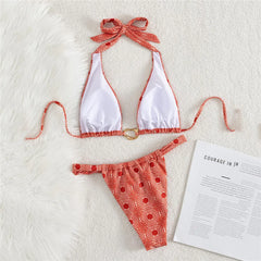 Metal Ring Halter Micro Thong Bikinis Sets