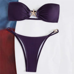 Metal Starfish Bandeau Bikinis Sets