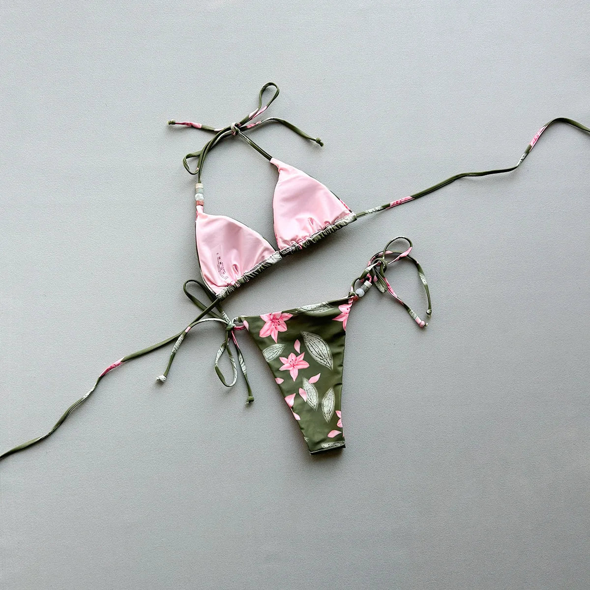 Micro Bikinis Swimsuit Swimwear Female Floral Thong Bikini Set