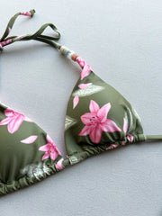 Micro Bikinis Swimsuit Swimwear Female Floral Thong Bikini Set