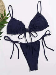 Swimsuit Pit stripe Bikini Swimwear  Bathing Suits Push Up Biquinis Bandage Beachwear Solid Bikini Sets