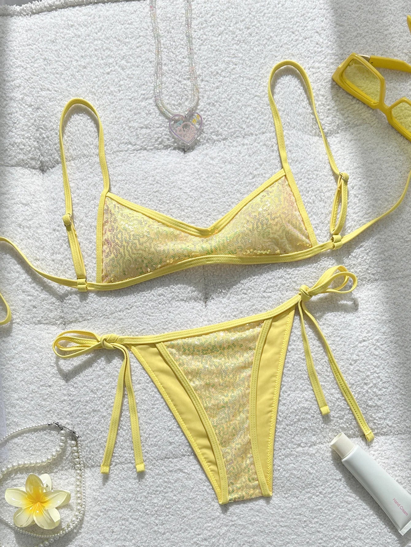 Shiny Sequins Bikini Female Swimsuit Swimwear Two-pieces Bikini Set