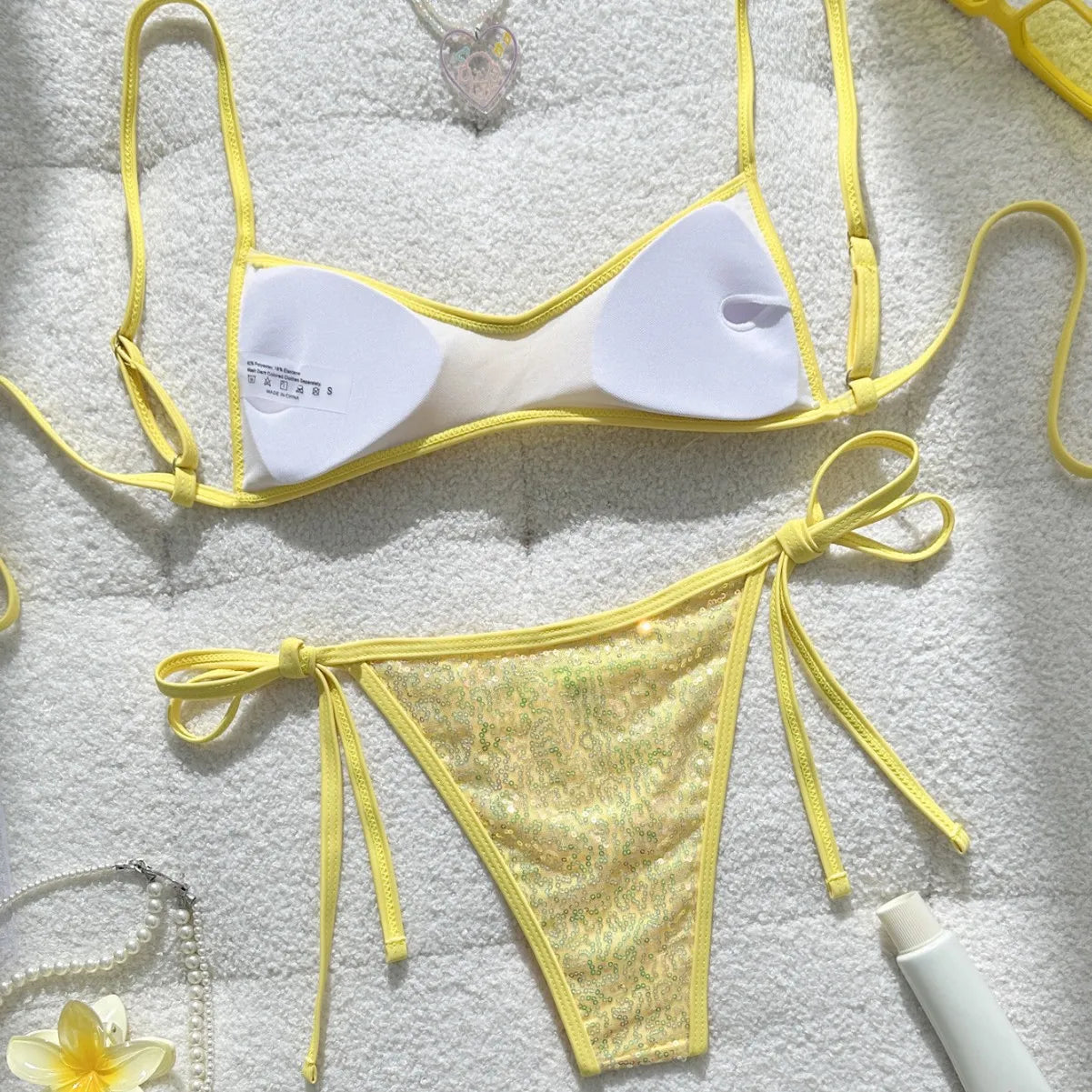 Shiny Sequins Bikini Female Swimsuit Swimwear Two-pieces Bikini Set