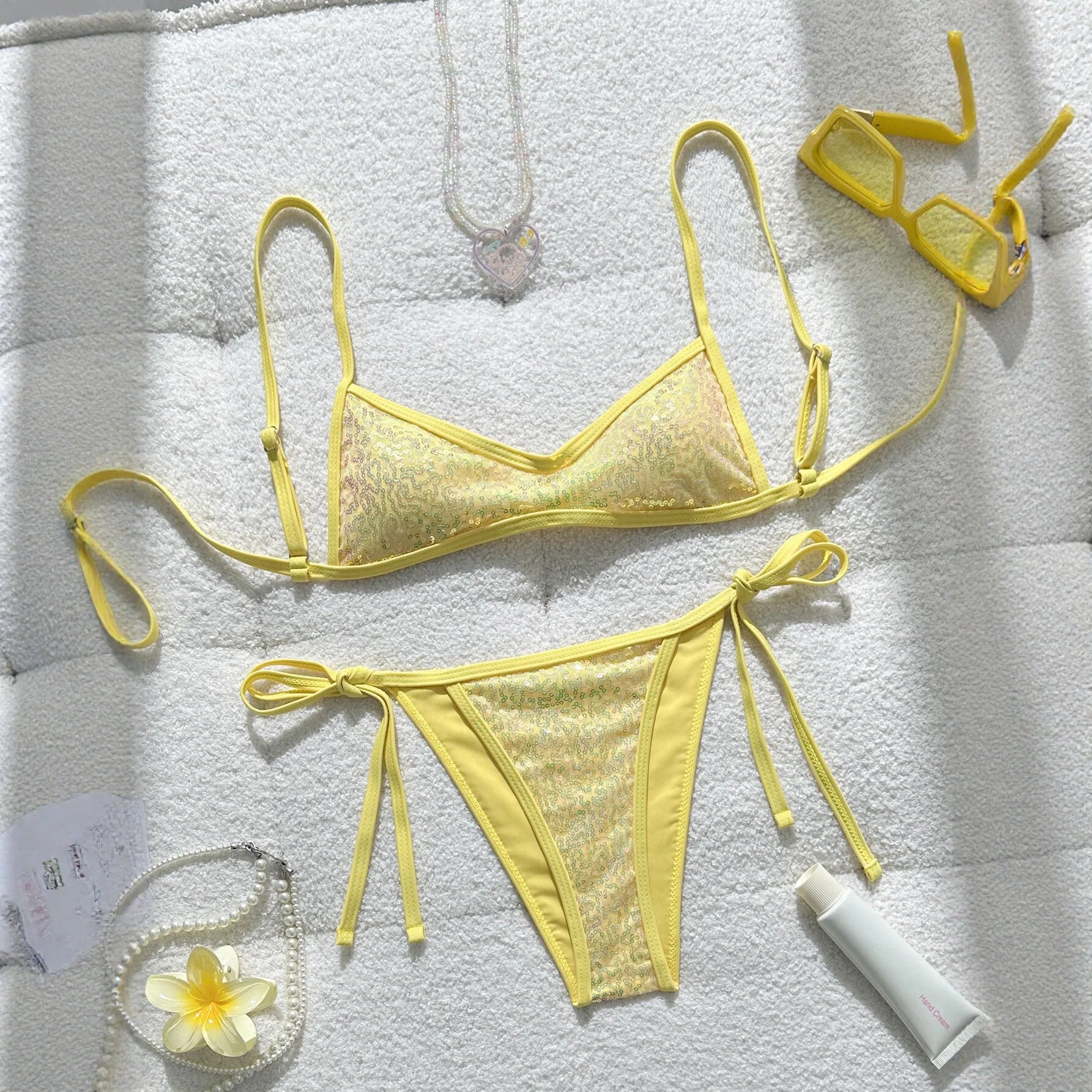Shiny Sequins Bikini Female Swimsuit Swimwear Two-pieces Bikini Set