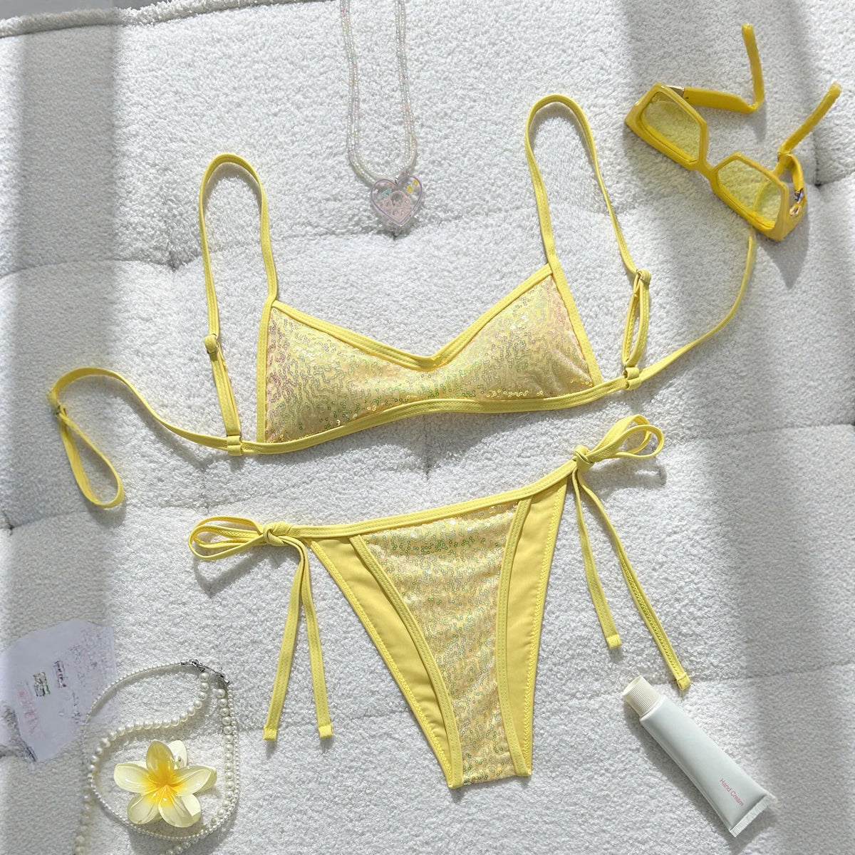 Shiny Sequins Bikini Female Swimsuit Swimwear Two-pieces Bikini Set