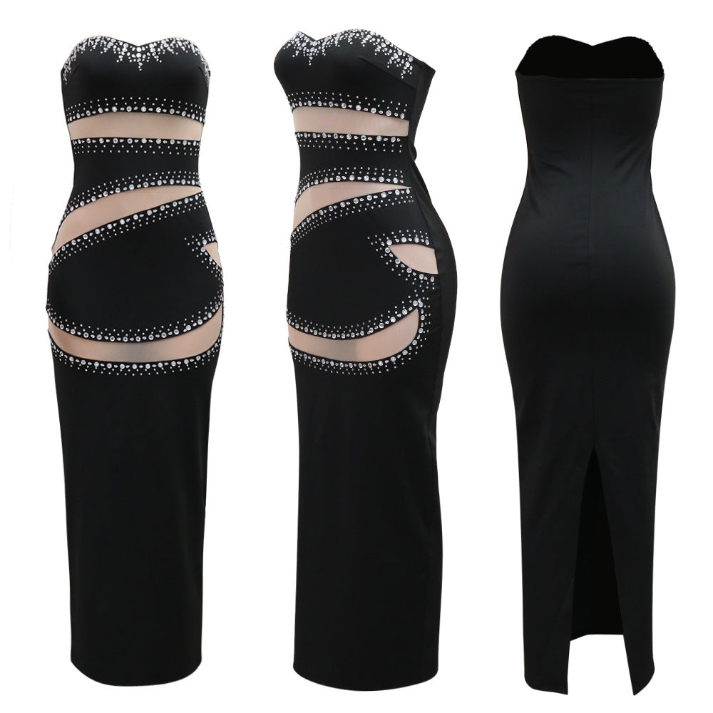 Strapless Sleeveless Long Hip Dress