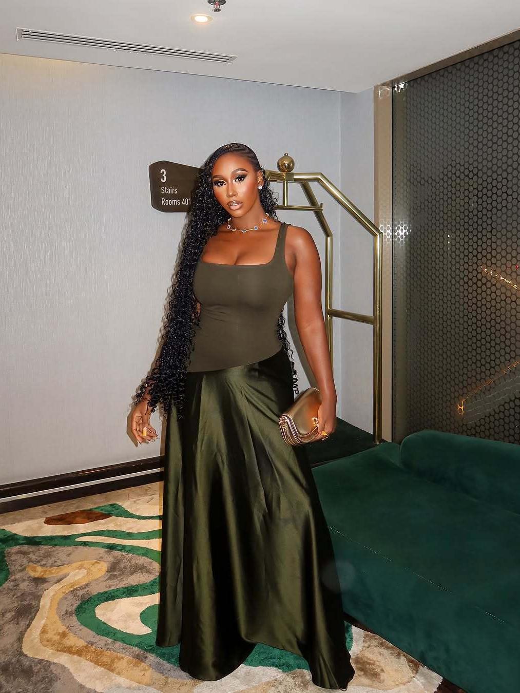 Fitted U-Neck Patchwork Vest Long Dress