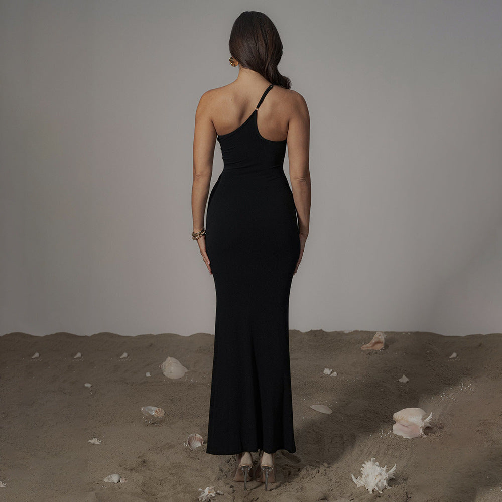 One-Shoulder Backless Fitted Dress