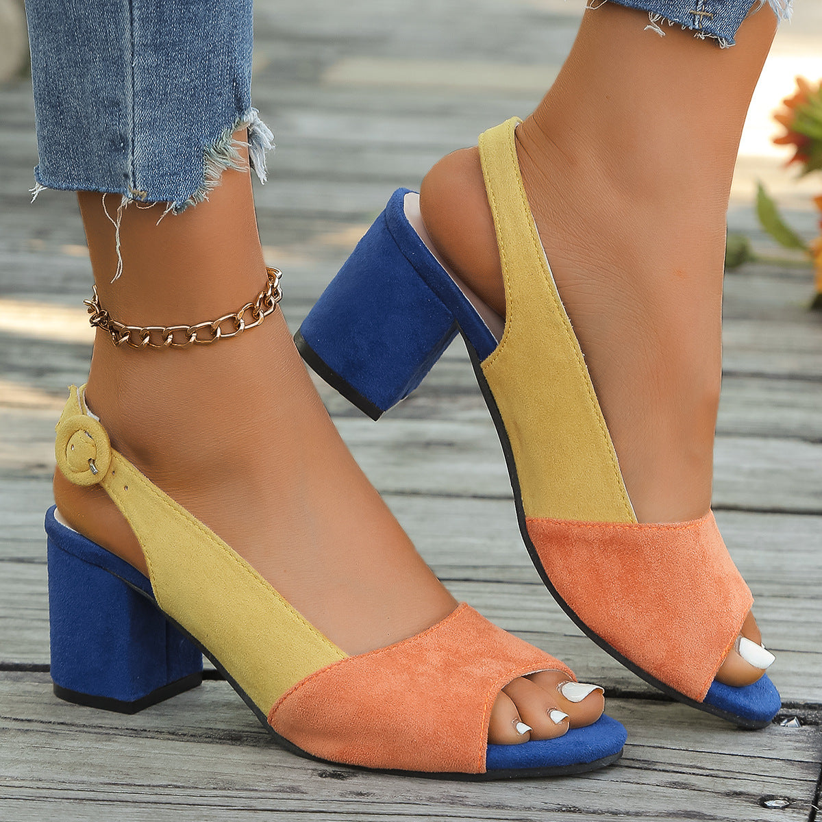 Vintage Open Toe T-shaped Buckle Sandals