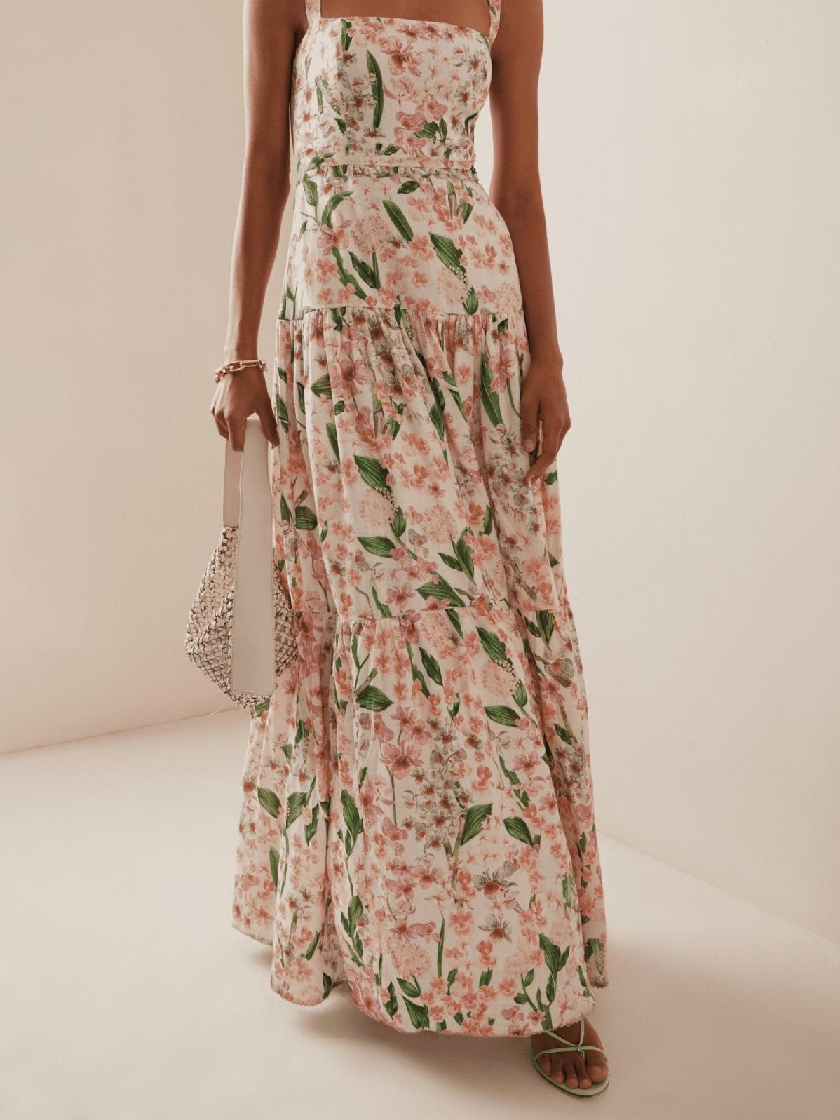 Sweet And Spicy Style Sling A-Line Floral Cake Dress