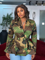 Be A Lover Camouflage Heart Graffiti Detail Lapel Loose Blazer Jacket