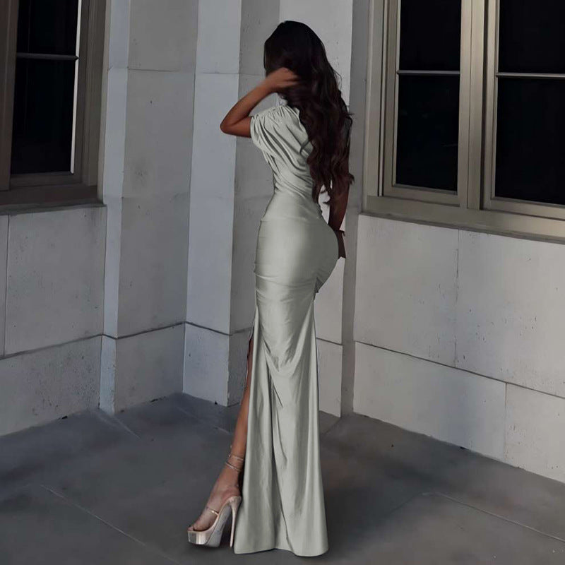 Irregular hollow high waist dress
