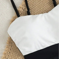Patchwork One-Piece Suits Cut Out Swimwear Push UP Hollow One Piece Swimsuit Monokini Beach Lady Bathing Suit