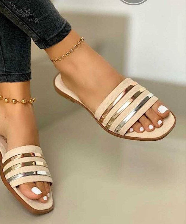 Pink Faux Leather Splicing Peep Toe Beach Slide Sandals Women