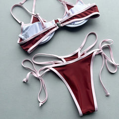 Push Up Bikinis Swimsuit Swimwear Female Patchwork Bikini Set