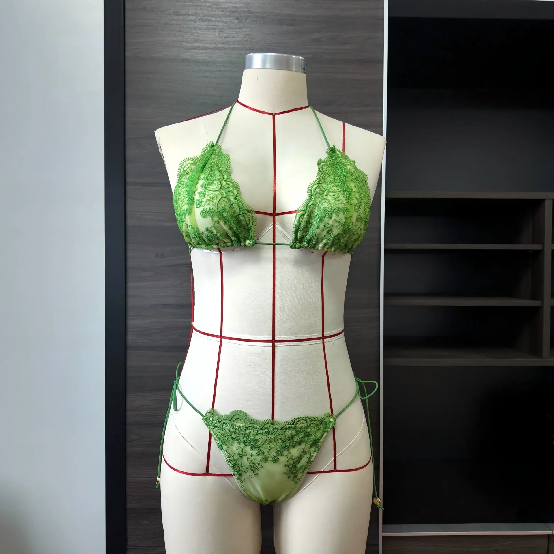 Backless Hollow Lace Bikinis Patchwork Swimsuit Bathing Suits Bandage Swimwear Mujer Beachwear Triangle Bikini Set