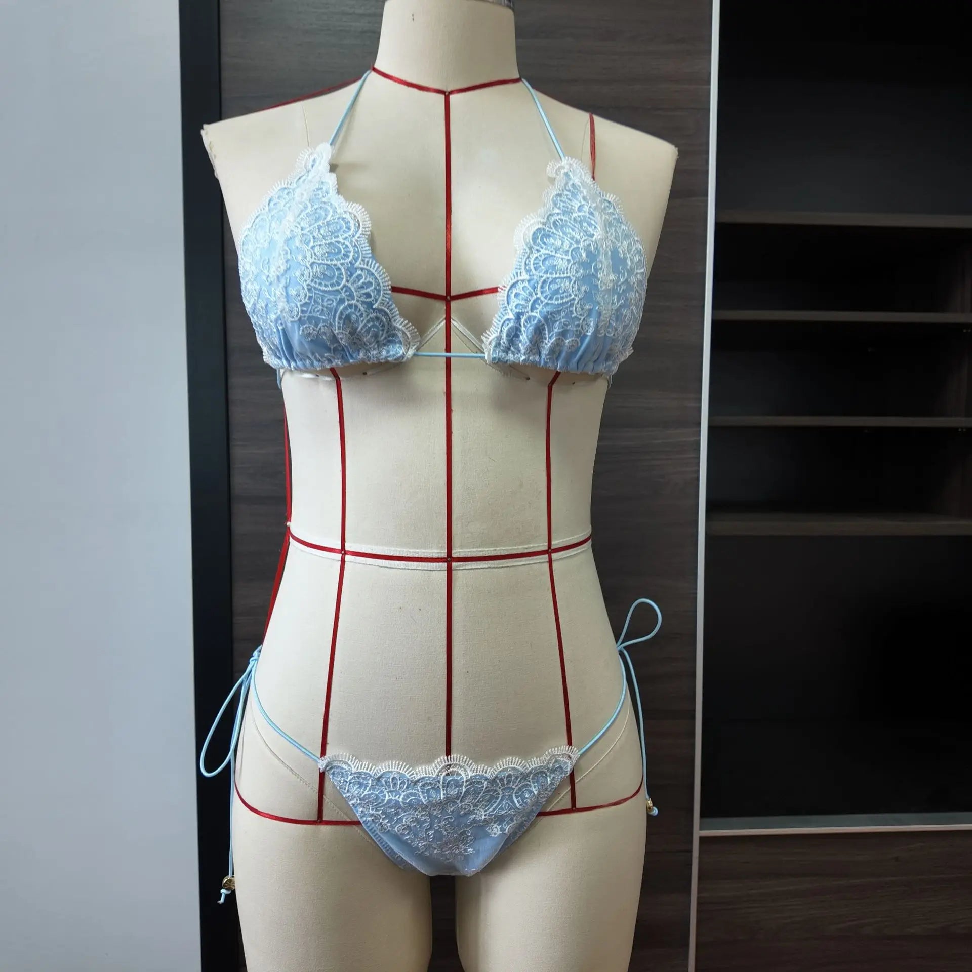 Backless Hollow Lace Bikinis Patchwork Swimsuit Bathing Suits Bandage Swimwear Mujer Beachwear Triangle Bikini Set