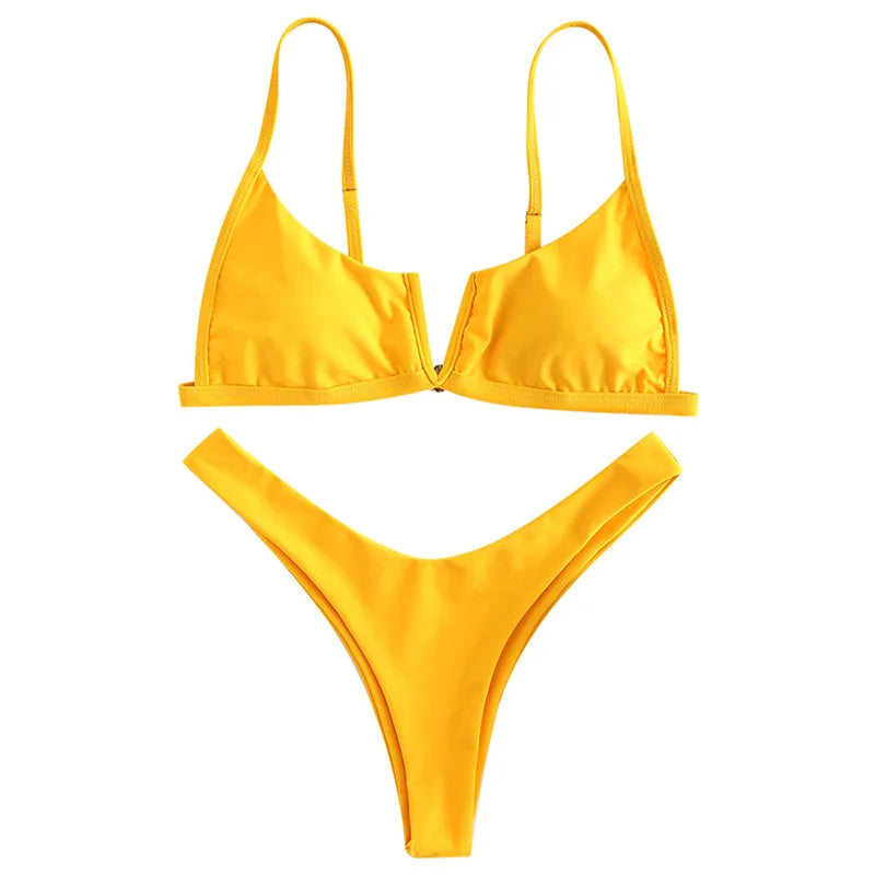 Bandeau Bikinis V Neck Bikini Swimsuits Push Up Swimwear Female Brazilian Bikini Set