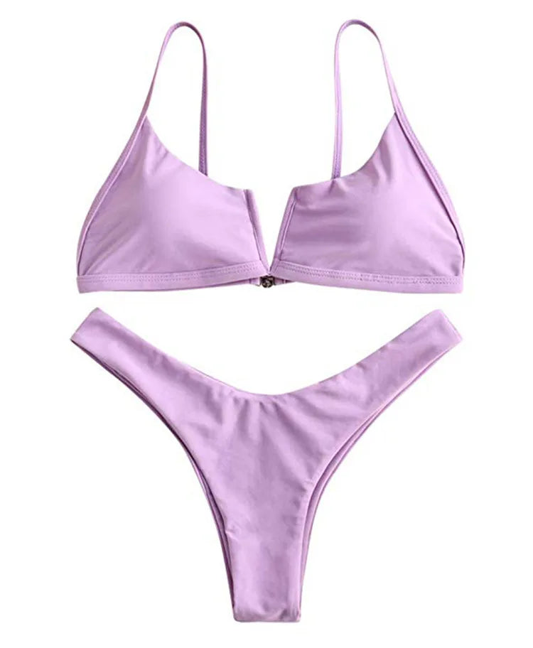 Bandeau Bikinis V Neck Bikini Swimsuits Push Up Swimwear Female Brazilian Bikini Set