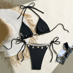 Black Triangle Micro Thong Bikinis Sets