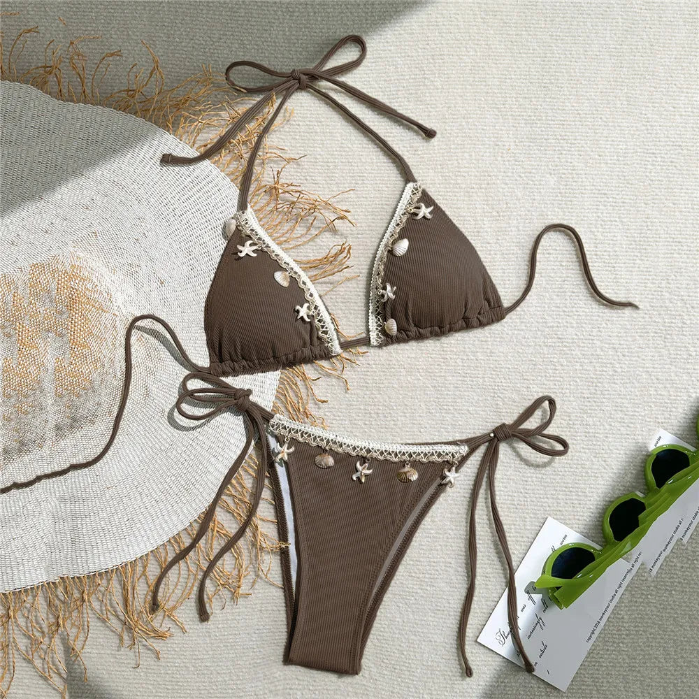 Black Triangle Micro Thong Bikinis Sets