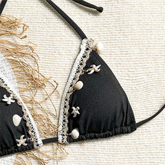 Black Triangle Micro Thong Bikinis Sets