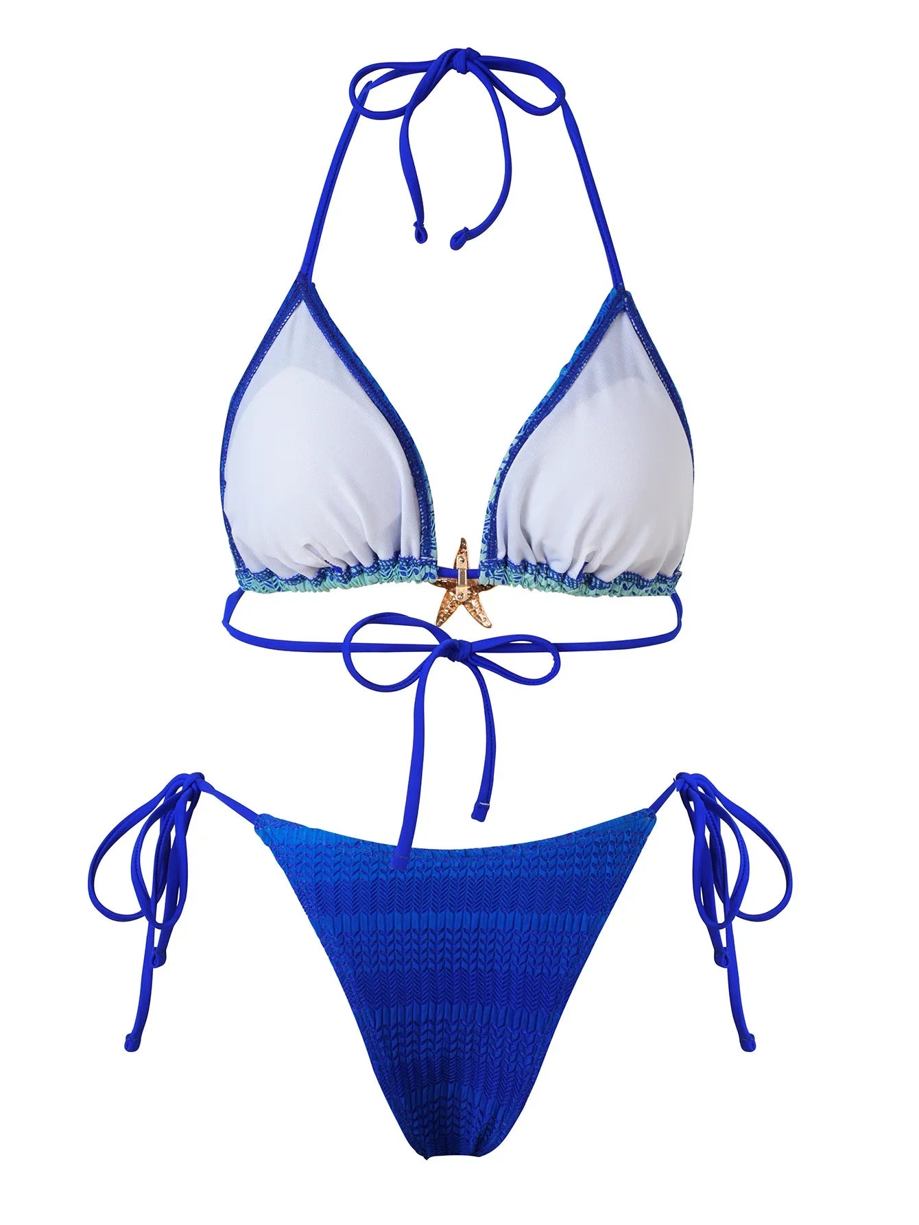 Blue Gradient Striped Bikini Set