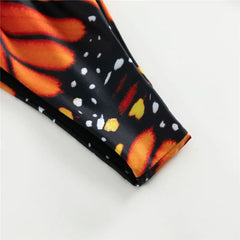 Butterfly Print Swimwear String Bikinis Set