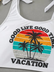 Coconut Tree Print Bikini Set