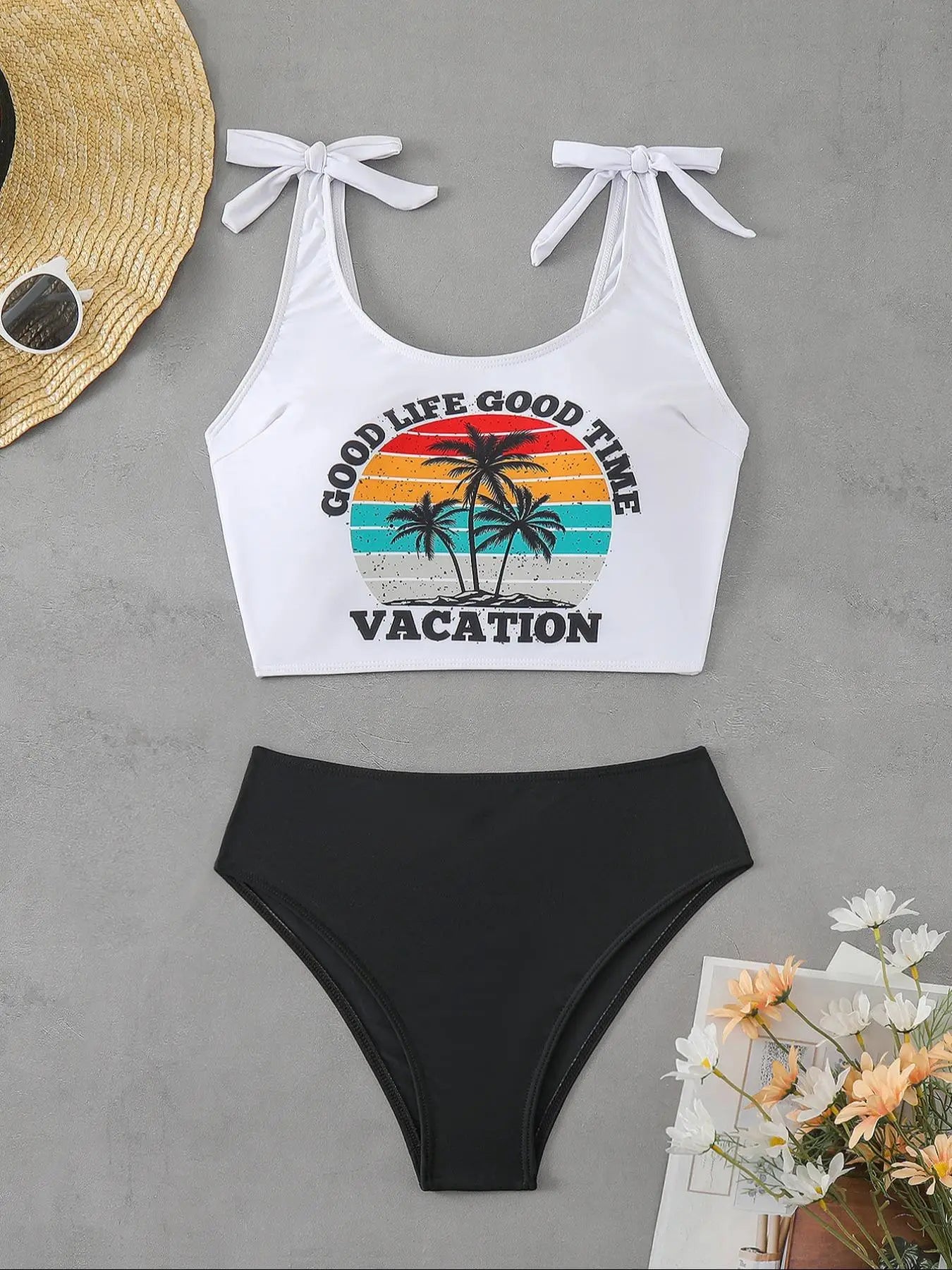 Coconut Tree Print Bikini Set