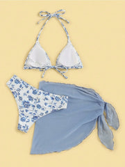 Floral Print 3 Piece Swimsuit