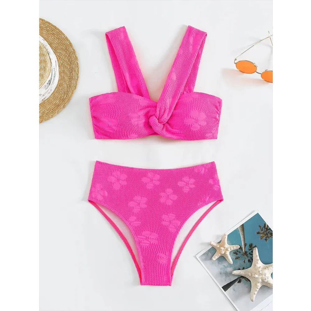 Green 3D Floral Bikini Set