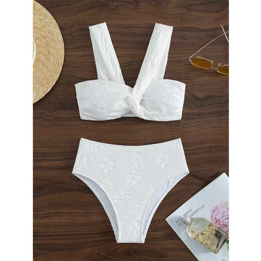 Green 3D Floral Bikini Set