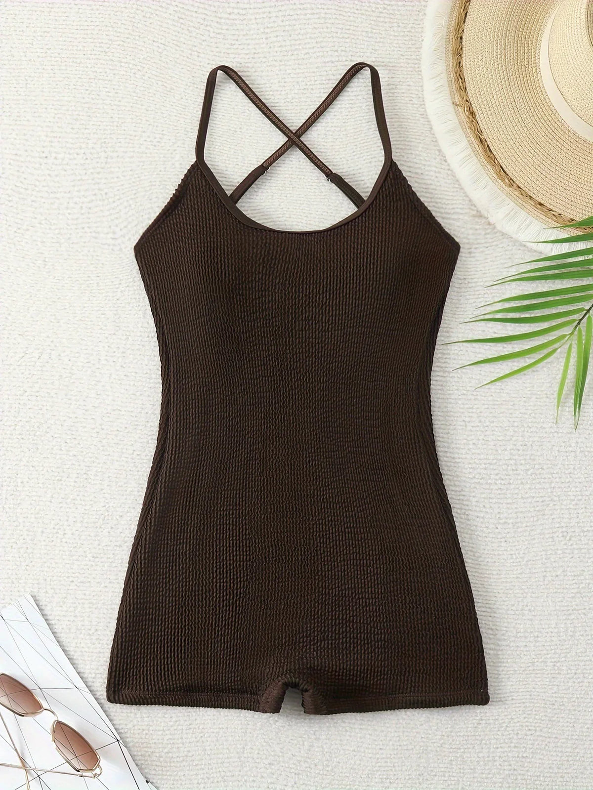 Green Black One Piece Swimsuit Pleate Hollow Out Backless Swimwear Beach Bathing Suit Vacation Monokini