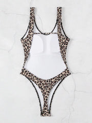 Leopard Print One-piece Backless Swimsuit