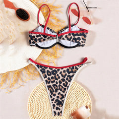 Leopard Print Swimwears Push Up Bikini Triangle Thong Swimsuit Woman String Bathing Suit Brazilian Bikinis Sets