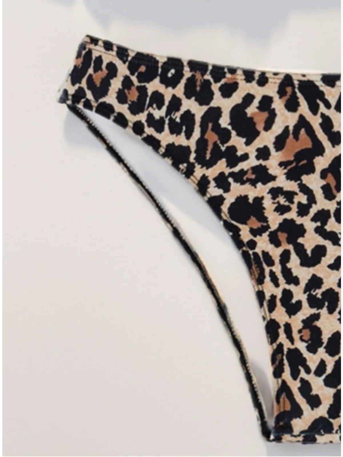 Leopard Print Two Piece Swimsuit Halter Push Up Bra Backless High Waist Bikini Set