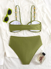Metal Buckle High Waist Bikini Set
