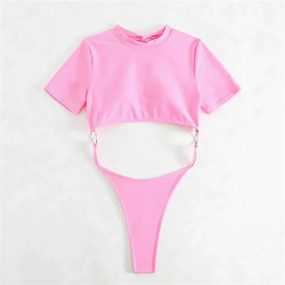 Micro Thong Swimwear One Piece Swimsuits Cut Out Monokini Backless Bathing Suit Blue Bikini Bathers Beach Wear