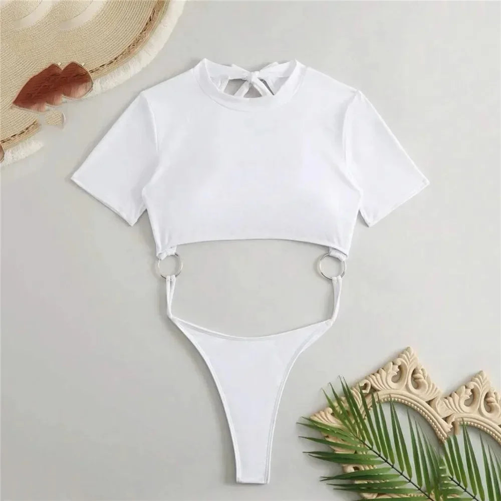 Micro Thong Swimwear One Piece Swimsuits Cut Out Monokini Backless Bathing Suit Blue Bikini Bathers Beach Wear