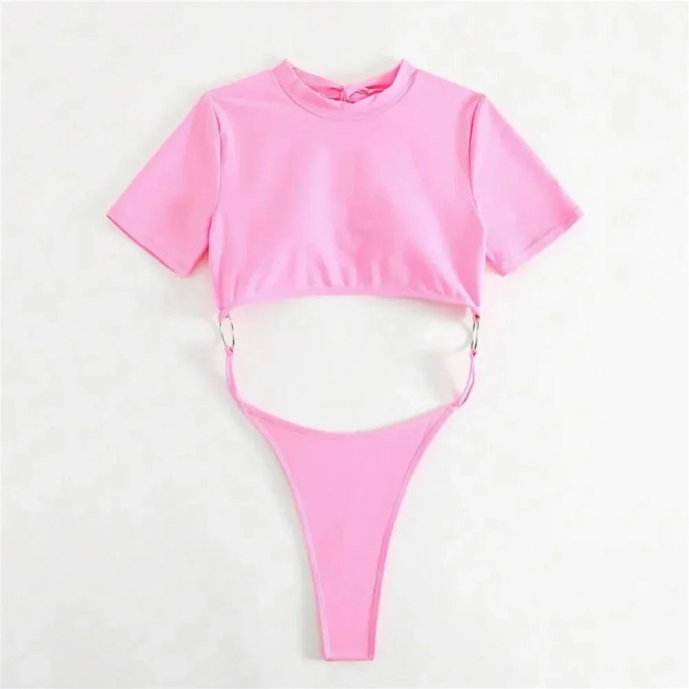 Micro Thong Swimwear One Piece Swimsuits Cut Out Monokini Backless Bathing Suit Blue Bikini Bathers Beach Wear